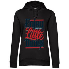 Hoodie dama cu gluga enjoy the little things negru