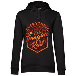 Hoodie dama cu gluga everything you can imagine is real negru