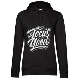 Hoodie dama cu gluga focus on the good negru