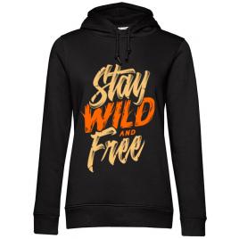 Hoodie dama cu gluga stay wild and free negru