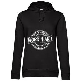 Hoodie dama cu gluga work hard negru