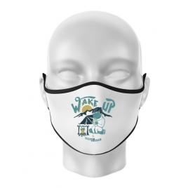 Masca personalizata reutilizabila wake up and drink a coffee alb