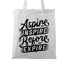 Sacosa din panza aspire to inspire before we expire alb
