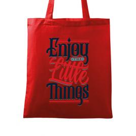 Sacosa din panza enjoy the little things rosu
