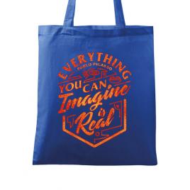 Sacosa din panza everything you can imagine is real albastru regal
