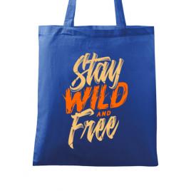 Sacosa din panza stay wild and free albastru regal