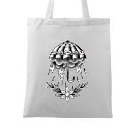 Sacosa din panza umbrella tattoo alb