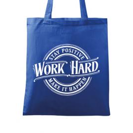 Sacosa din panza work hard albastru regal