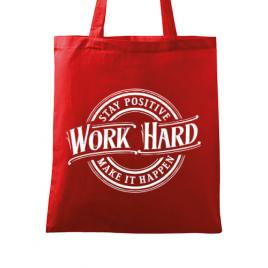 Sacosa din panza work hard rosu