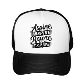 Sapca personalizata aspire to inspire before we expire alb