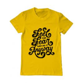Tricou adler barbat feel the fear and do it anyway galben