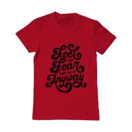 Tricou adler barbat feel the fear and do it anyway rosu