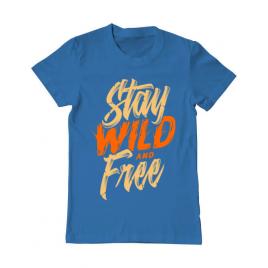 Tricou adler barbat stay wild and free albastru azuriu