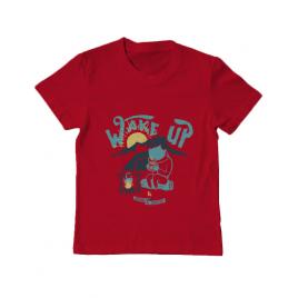 Tricou adler copil wake up and drink a coffee rosu