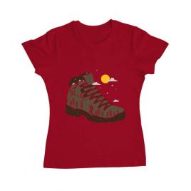 Tricou adler dama adventure boot rosu
