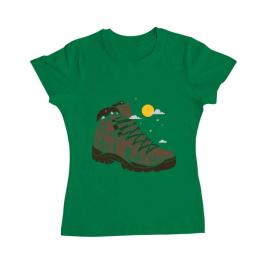 Tricou adler dama adventure boot verde mediu