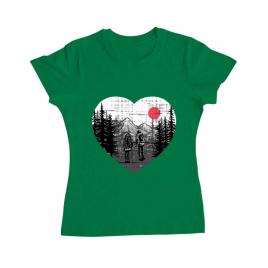 Tricou adler dama hike and love verde mediu