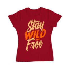 Tricou adler dama stay wild and free rosu