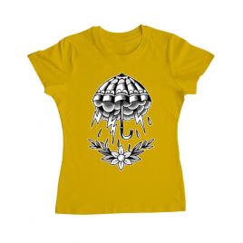 Tricou adler dama umbrella tattoo galben
