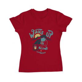 Tricou adler dama wake up and drink a coffee rosu