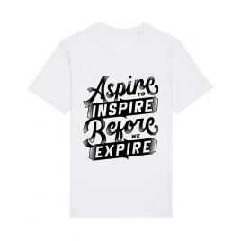 Tricou stanley stella barbat aspire to inspire before we expire alb