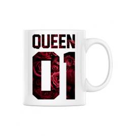 Cana personalizata flower queen alb