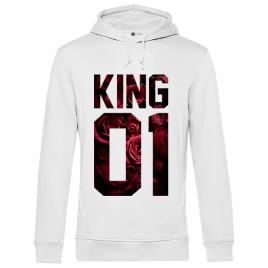 Hoodie barbat cu gluga flower king alb