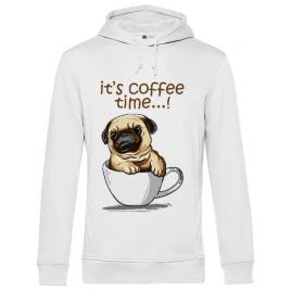 Hoodie barbat cu gluga its coffee time alb