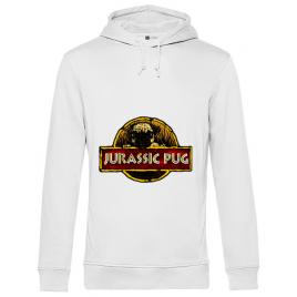 Hoodie barbat cu gluga jurassic pug alb