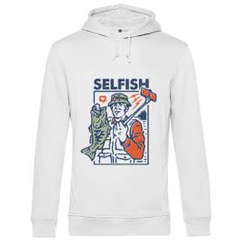 Hoodie barbat cu gluga selfish alb