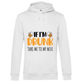 Hoodie barbat cu gluga take me to my wife alb