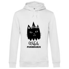 Hoodie barbat cu gluga witch purrrlease alb