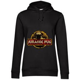 Hoodie dama cu gluga jurassic pug negru