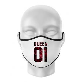 Masca personalizata reutilizabila flower queen alb
