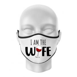 Masca personalizata reutilizabila i am the wife alb