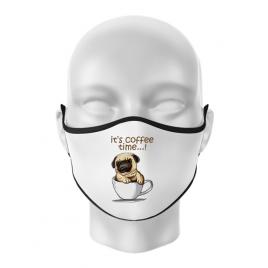 Masca personalizata reutilizabila its coffee time alb