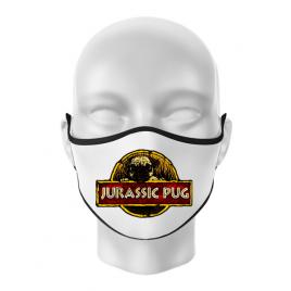 Masca personalizata reutilizabila jurassic pug alb