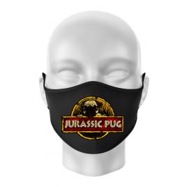 Masca personalizata reutilizabila jurassic pug negru