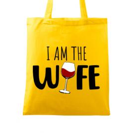 Sacosa din panza i am the wife galben