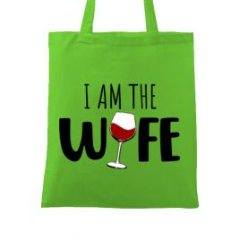 Sacosa din panza i am the wife verde mar