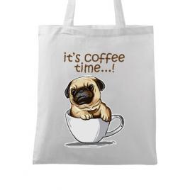 Sacosa din panza its coffee time alb