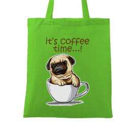 Sacosa din panza its coffee time verde mar