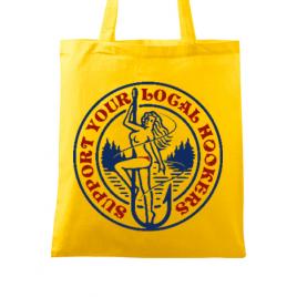 Sacosa din panza support your local hookers galben
