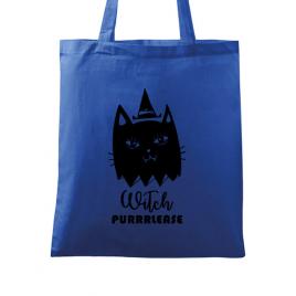 Sacosa din panza witch purrrlease albastru regal