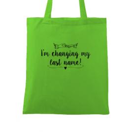 Sacosa personalizata mireasa last name verde mar