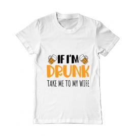 Tricou adler barbat take me to my wife alb
