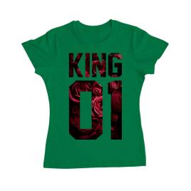 Tricou adler dama flower king verde mediu