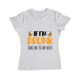 Tricou adler dama take me to my wife alb