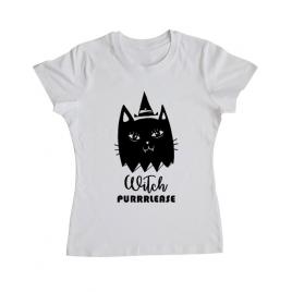 Tricou adler dama witch purrrlease alb