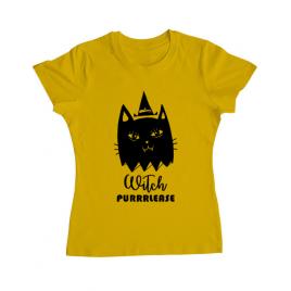 Tricou adler dama witch purrrlease galben